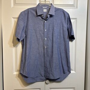 Culturata Roma Tailored Fit Shirt Italy 17.5 XL 44 Blue Paisley Short Sleeve Men